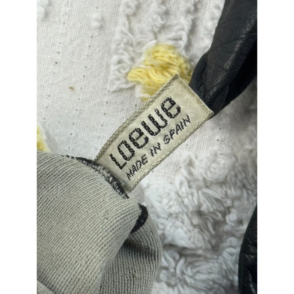 Loewe Vintage Black Leather Gloves Made in Spain Luxury Winter Accessories